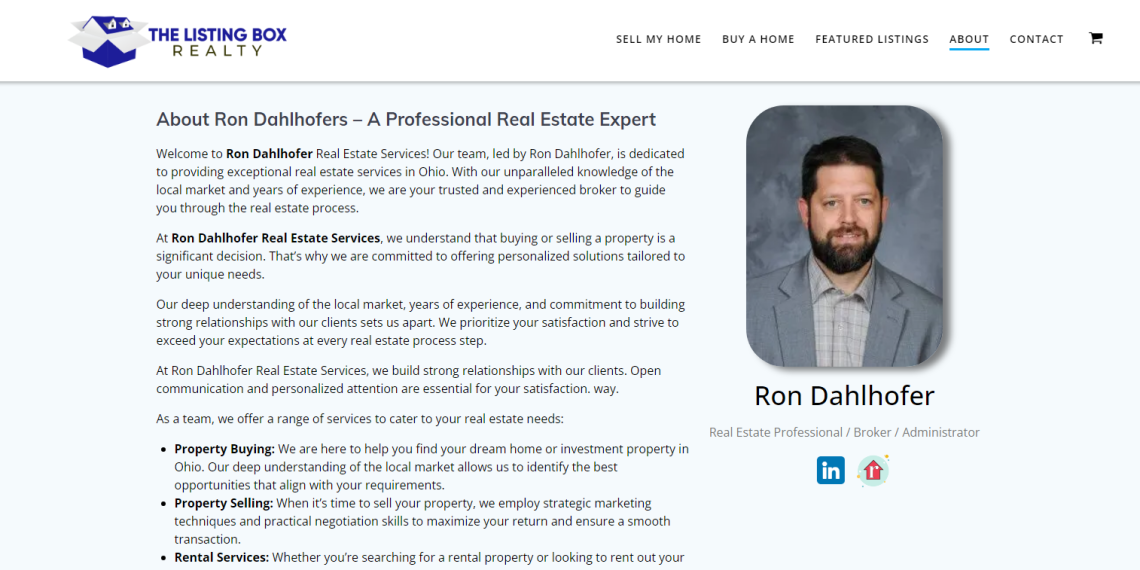 about ron dahlhofer founder the listing box realty